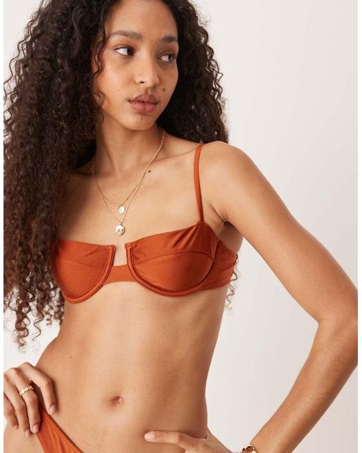 Mango Bikinitopje Met Structuur in het Brown