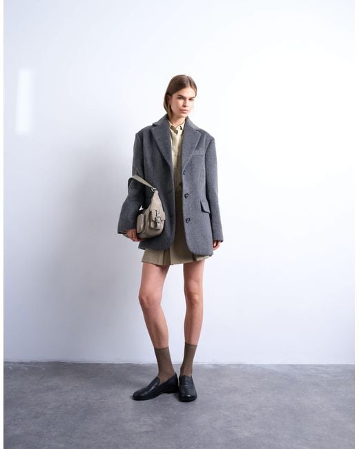 TOPSHOP Blue Brushed Three Button Blazer Coat