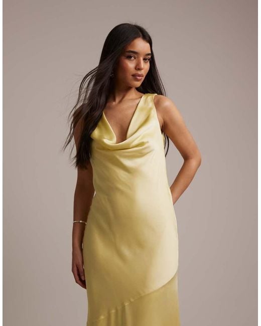 TFNC London White Bridesmaid Satin Cowl Front And Back Maxi Dress