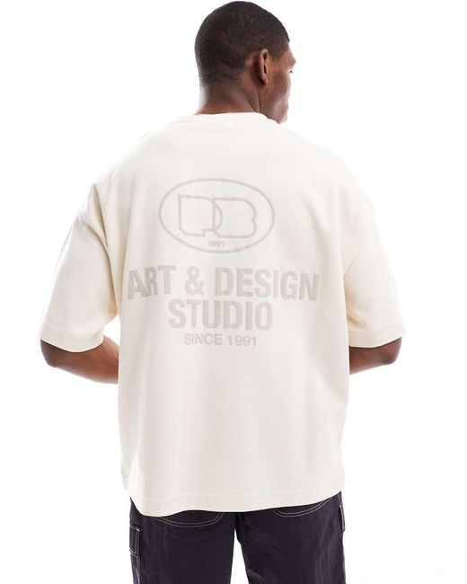 Pull&Bear White 'art & Design Studio' Graphic T-shirt for men