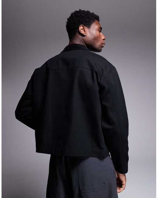 ASOS Blue Oversized Harrington Jacket With Cord Collar for men