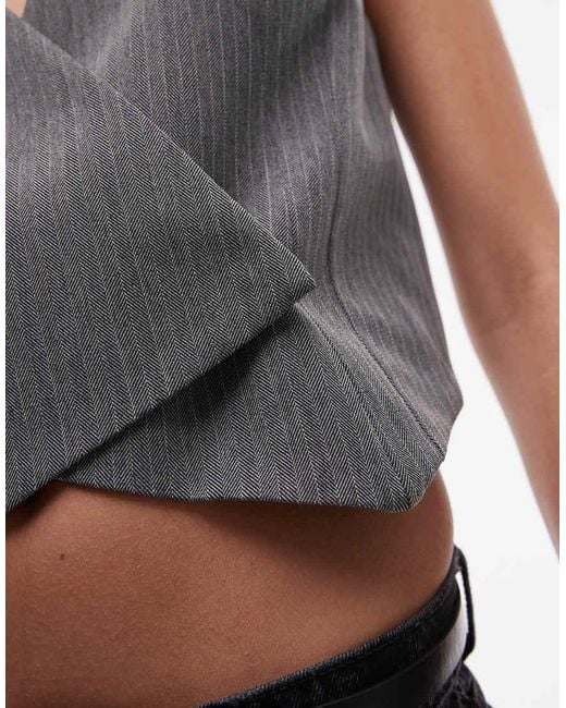 TOPSHOP Gray Asymmetric Wrap Waistcoat