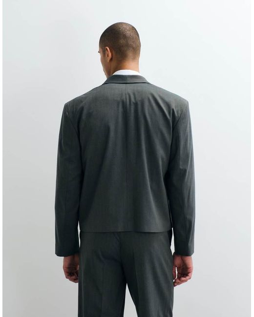 ASOS Gray Double Breasted Boxy Shawl Wrap Suit Jacket for men