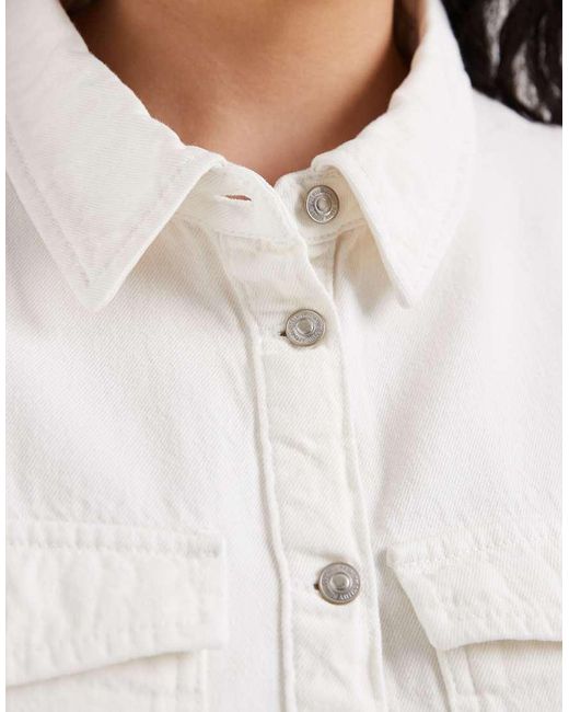 Vero Moda White Short Sleeve Button Front Denim Mini Dress