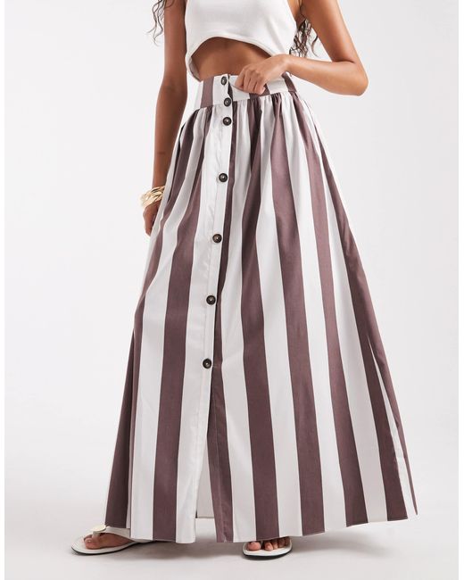 ASOS White Maxi Skirt With Button Front Detail