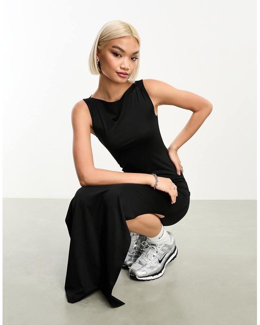 Weekday White Annie Boatneck Maxi Dress With Side Split
