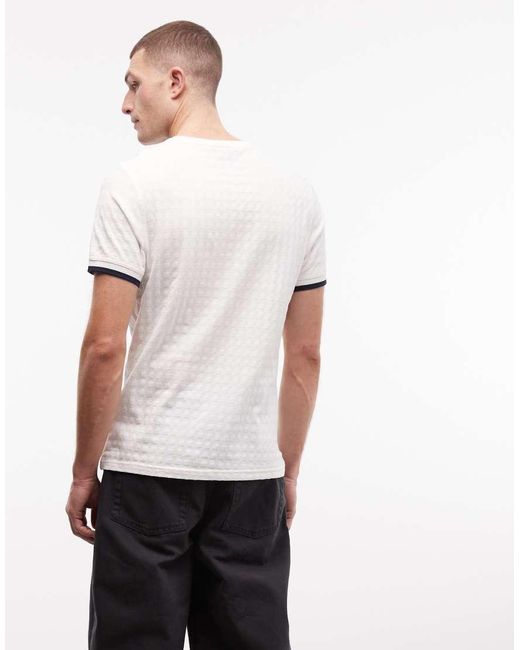 Barbour White Langston Jacquard Tipped Cuff Logo T-shirt for men