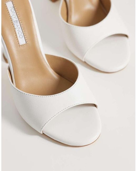 Tony Bianco White Victoria Heeled Mule Sandals