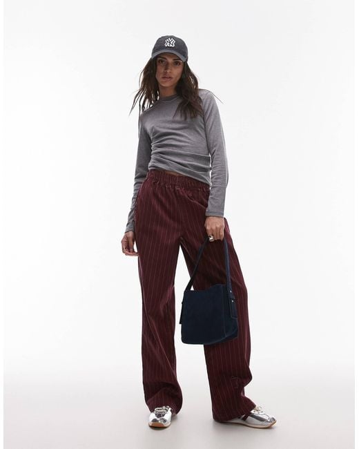 TOPSHOP Gray Hitched Side Long Sleeve Top