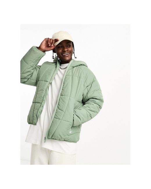 Adidas Originals Green Adventure Logo Puffer Jacket for men