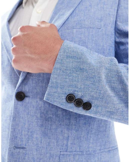 Jack & Jones Blue Premium Linen Blazer for men