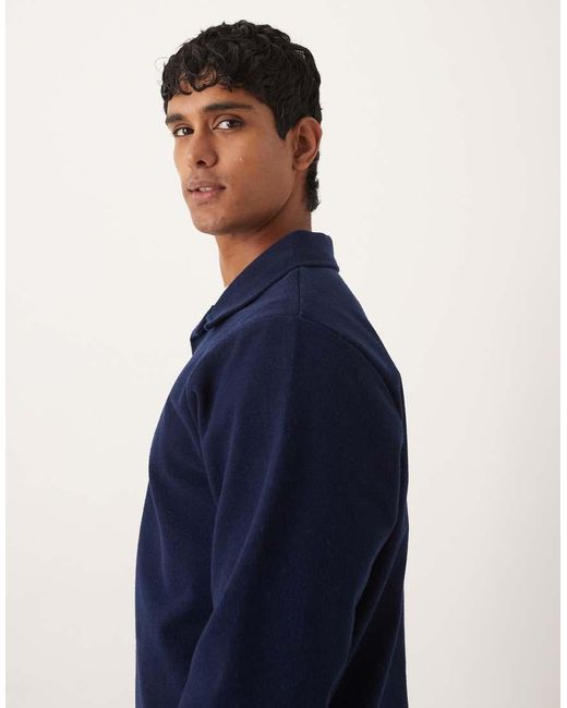 ASOS Blue Relaxed Fixed Hem Sweatshirt With Wool Look for men