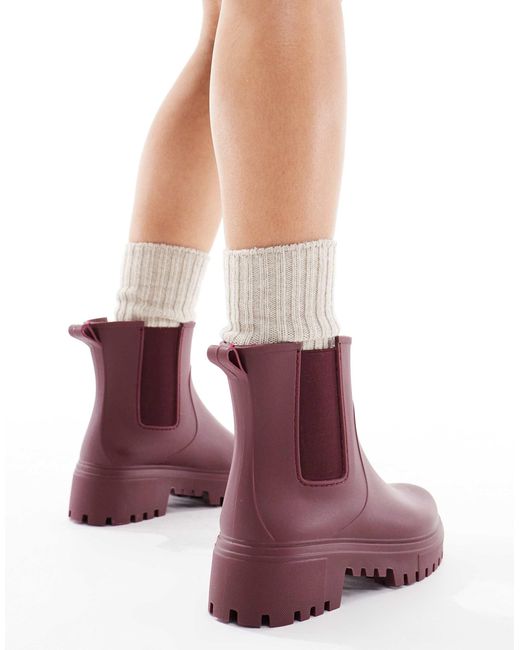 Phoebe - bottines chelsea chunky - bordeaux London Rebel en coloris Purple