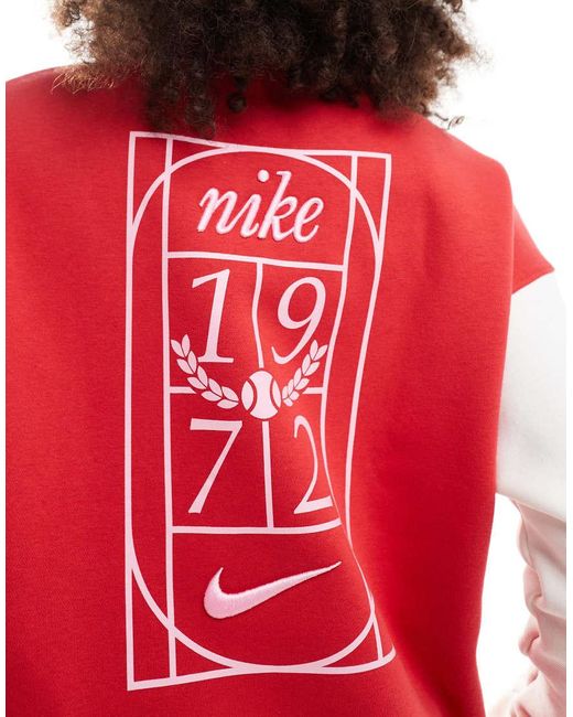 Nike Red Back Print 1/4 Zip Fleece