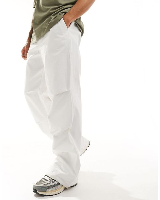 ASOS White Oversized Parachute Trousers for men