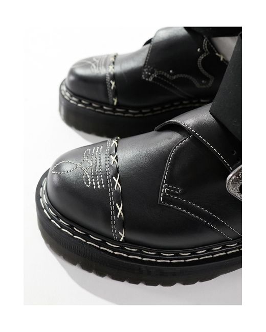 Dr. Martens Black Quad Western Gothic Monk Shoes