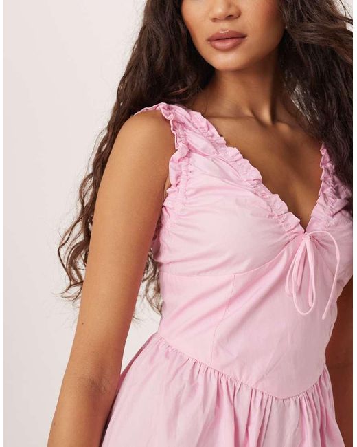 Glamorous Pink V-Neck Sleeveless Mini Dress