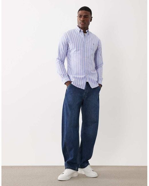 Polo Ralph Lauren Purple Icon Logo Long Sleeve Striped Shirt for men