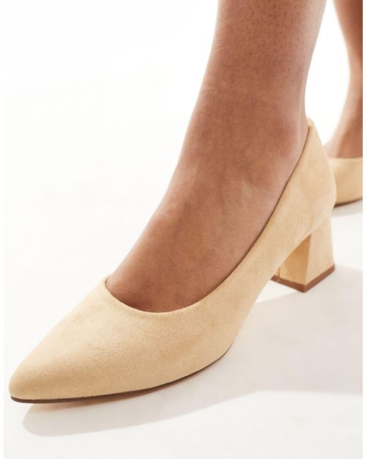 Truffle Collection Natural Wide Fit Block Heel Pumps