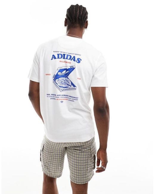 Adidas Originals White Pizza Graphic T-Shirt for men