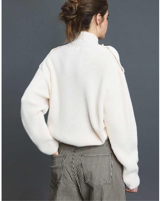 Stradivarius Gray High-Neck Button-Up Knit Cardigan