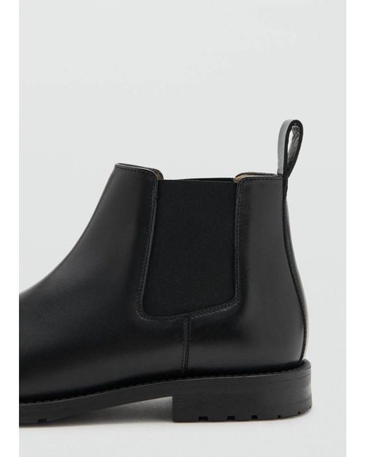 Mango Black 100% Leather Chelsea Boot for men