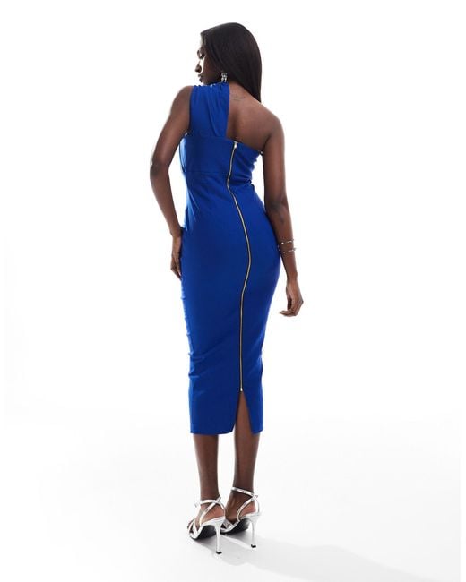 Vesper Blue One Shoulder Detail Midaxi Dress