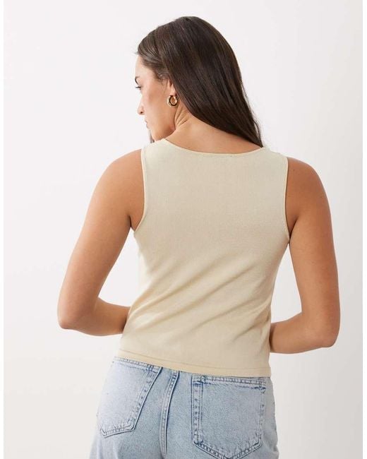 Mango Brown Racer Vest Top With Button Detail