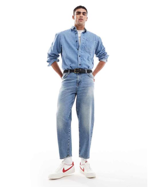 Jack & Jones Blue Oversized Heavy Denim Shirt for men