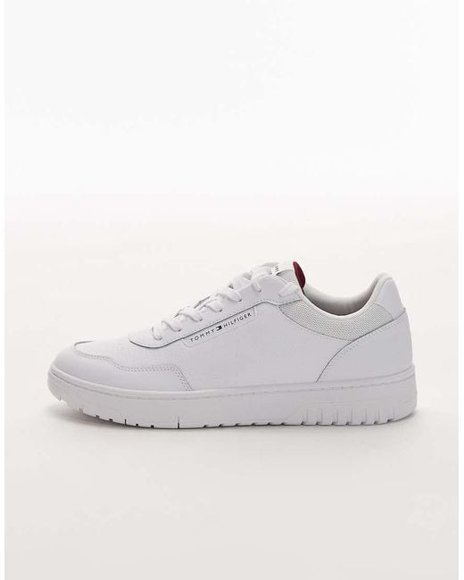 Tommy Hilfiger White Basket Sneakers With Perforated Details for men