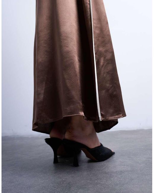 TOPSHOP White Satin Maxi Bias Skirt With Piping