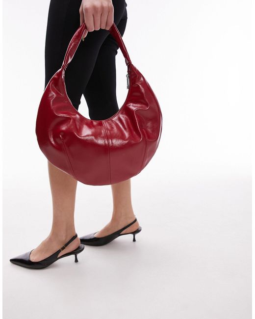 TOPSHOP Red Samira Scoop Shoulder Bag