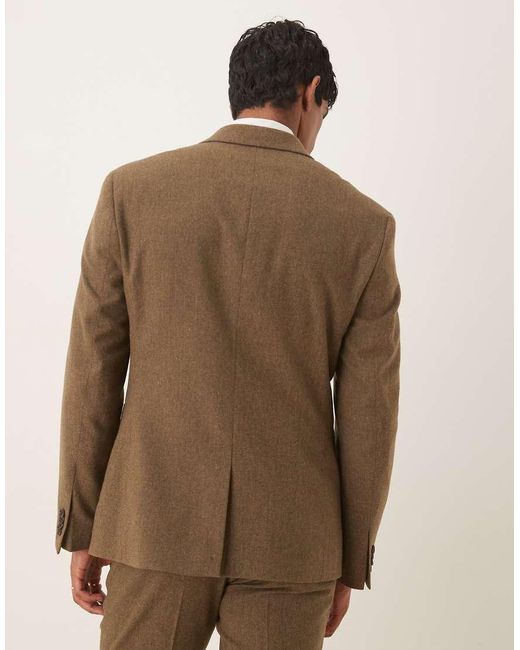 ASOS Brown Slim Suit Jacket With Wool for men