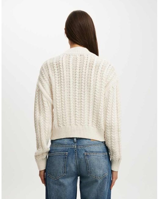 Cotton On Blue Boxy Mock Neck Knit Sweater