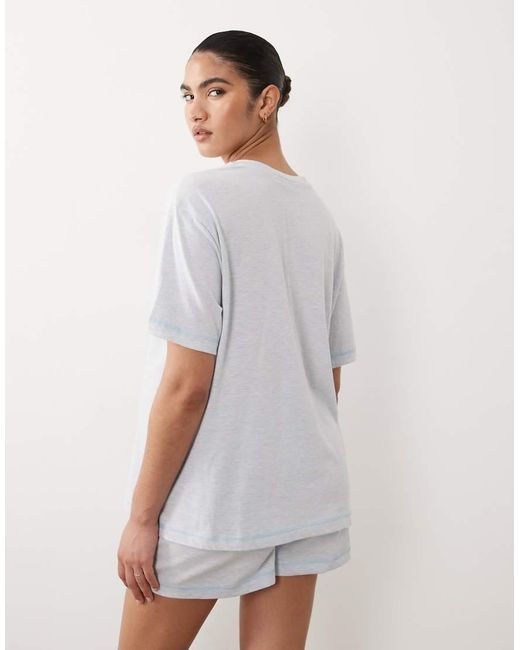 ASOS White Asos Design Maternity Essential Oversized Tee And Boxer Short Pyjama Set
