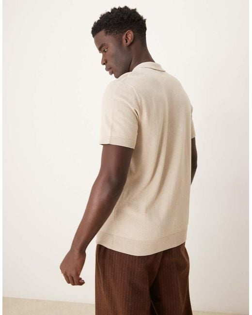 SELECTED Natural Knitted Polo Shirt for men