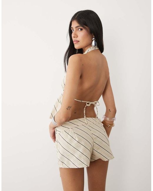 Motel Natural Co-Ord Syrma Backless Halter Top