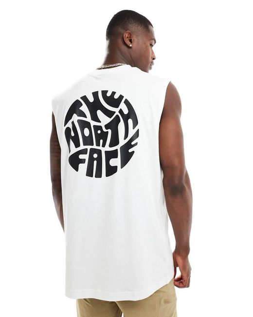 Camiseta Blanca Extragrande Sin Mangas Con Logo Circular De The North Face de hombre de color White