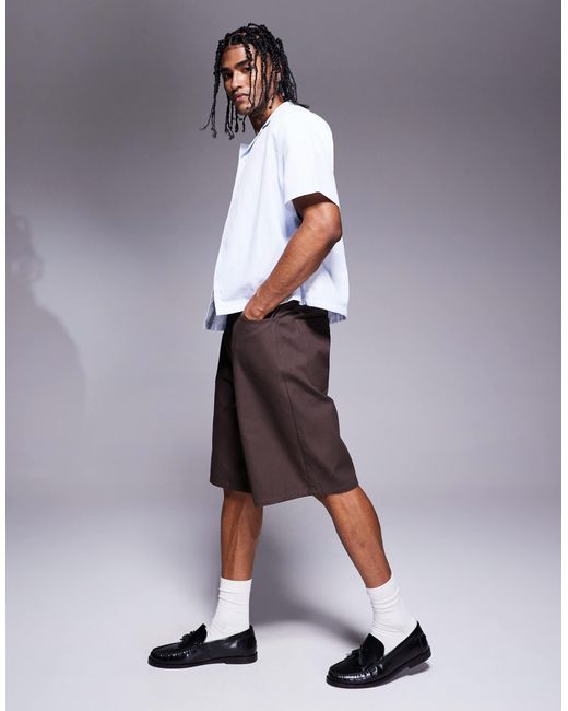 ASOS White Long Length Canvas Jort for men