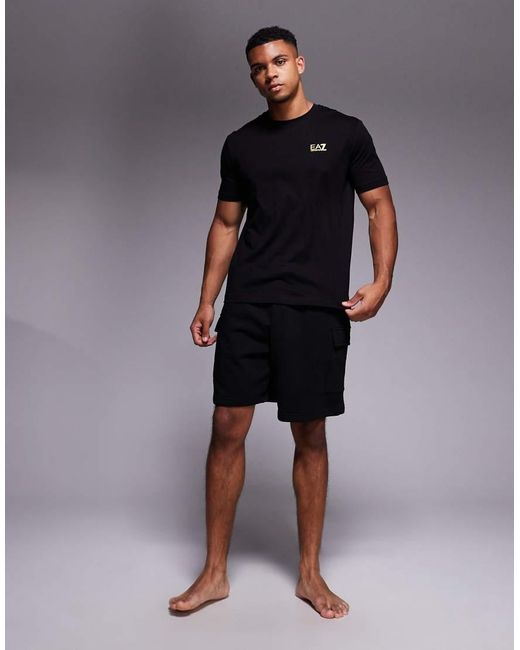 EA7 Black Armani Small Logo T-shirt for men