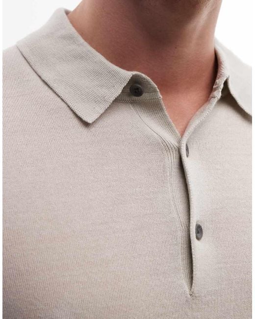 AllSaints Natural Mode Short Sleeve Short Sleeve Merino Wool Knitted Polo for men