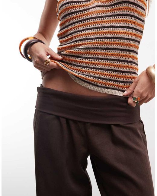 Cotton On Brown Haven Linen Fold Over Pants