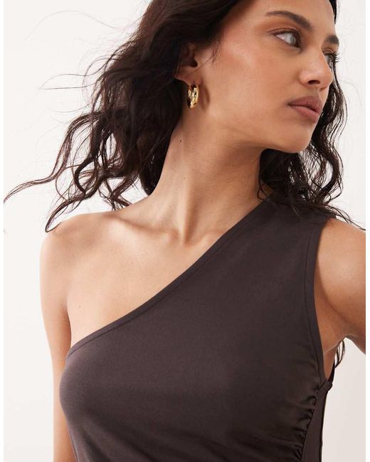ASOS Black One Shoulder With Ruching Top