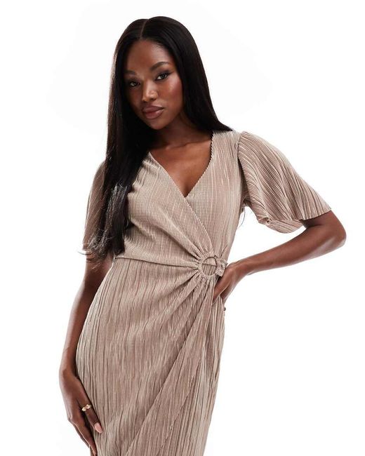 Plunge wrap midi dress hot sale