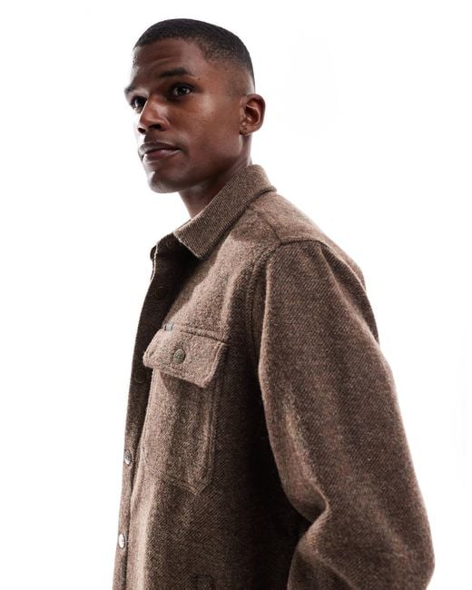Lee Jeans Brown Wool Blend Brushed Overshirt for men