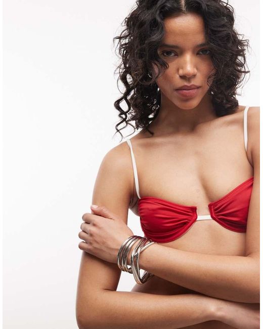 ASOS Red Cecelie Contrast Underwi Bikini Top