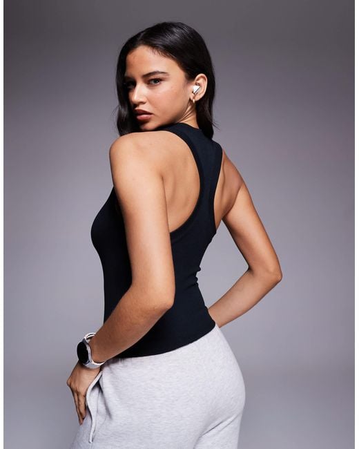 4505 Black Rest Day Ultra Soft Modal Rib Scoop Neck Henley Vest