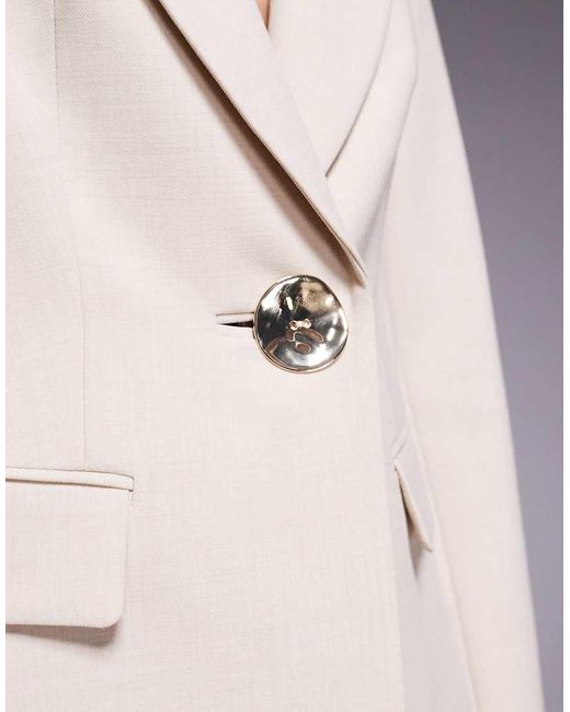 Blazer Da Abito Con Bottone Color Oro di Forever New in Natural