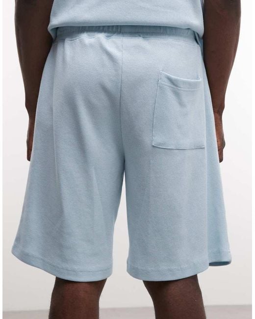 Prohibited Blue Waffle Shorts Co-ord for men
