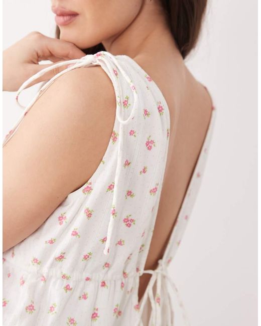 Aray Pink Ditsy Floral Print Mini Beach Dress